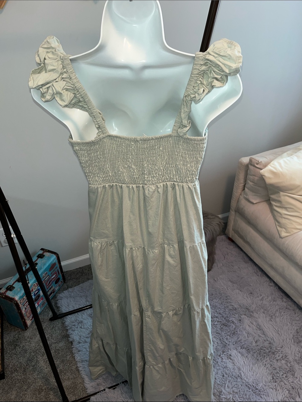 Ruffled Strap Maxi Dress in Pale Sage - Picture 4 of 4